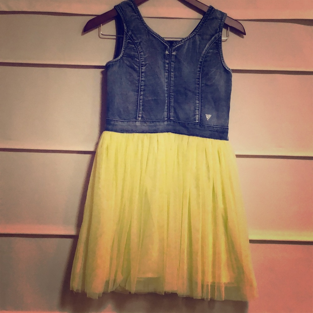 Like new. Adorable Guess Jean Yellow Tutu Dress
